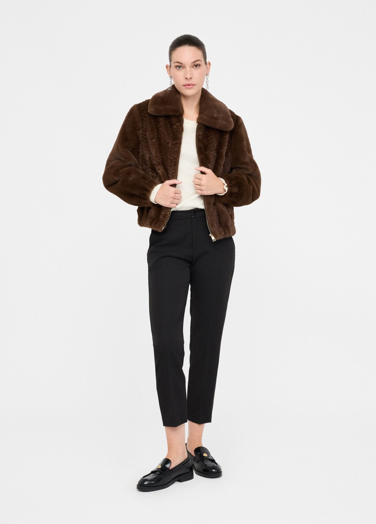 Bomber in Teddy con Trecce / Marrone