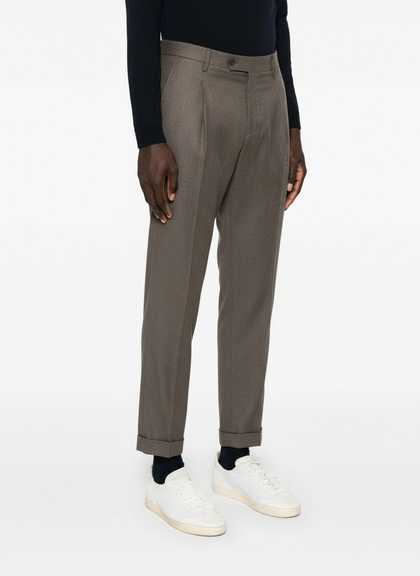 Pantalone Sartoriale in Lana Tiberios / Marrone - Ideal Moda
