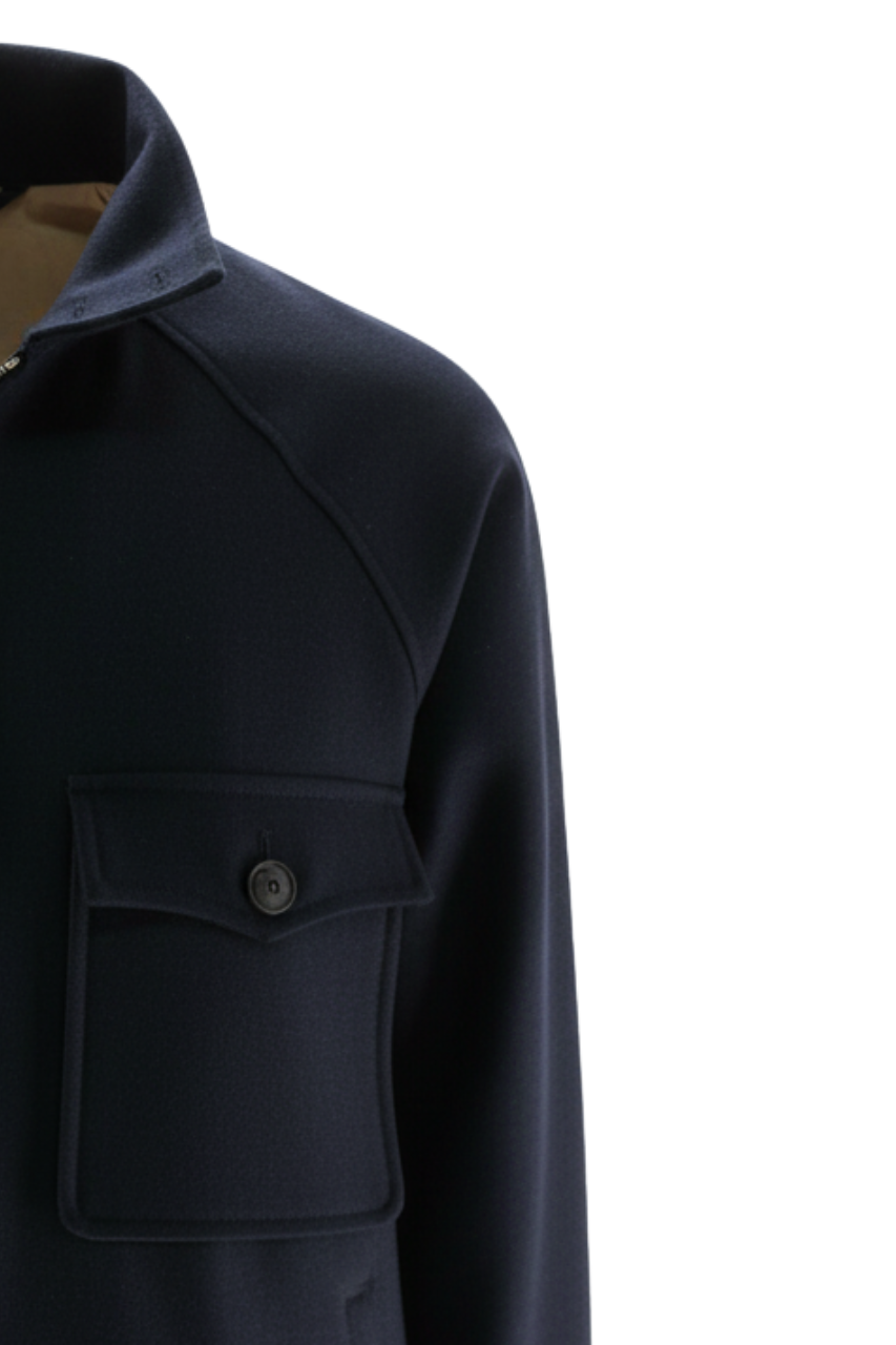 Giacca in Misto Lana con Chiusura Zip / Blu