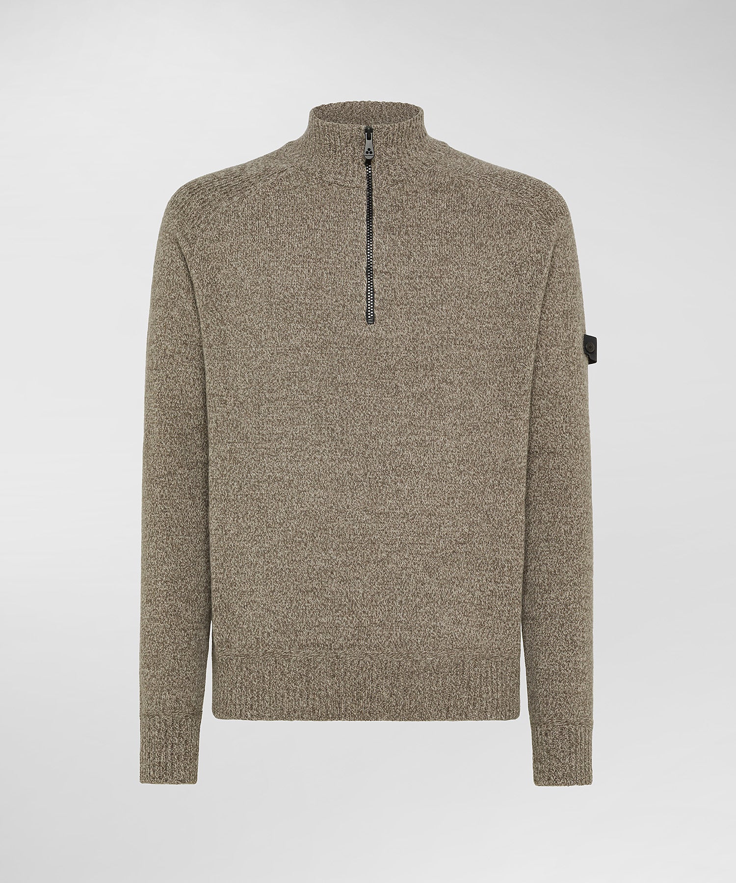 Maglia Moulinè con Mezza Zip / Beige