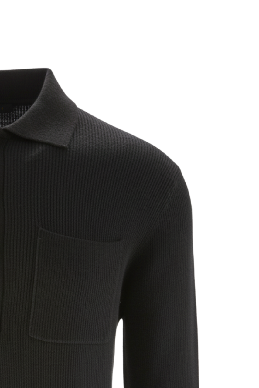 Maglia Stile Polo in Lana / Nero