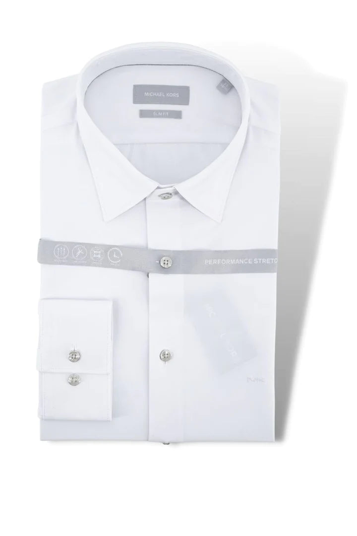 Camicia Stretch Slim Fit in Tessuto Tecnico / Bianco - Ideal Moda