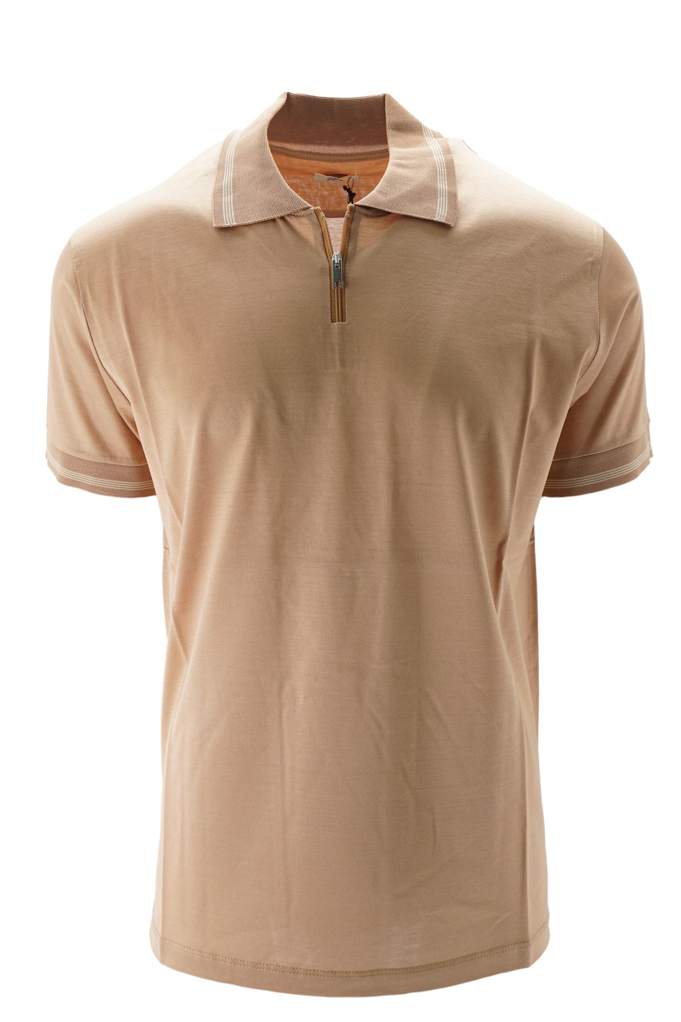 Polo in Cotone con Zip / Beige - Ideal Moda