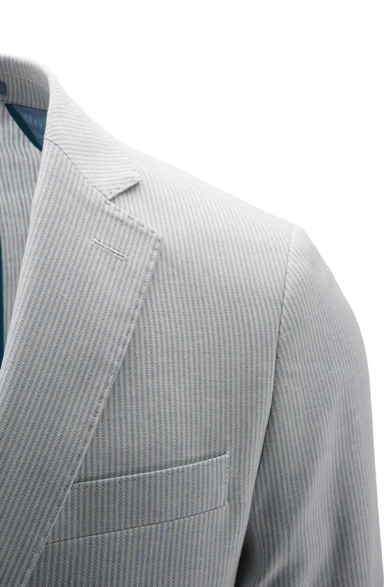 Giacca in Misto Lino con Fantasia / Azzurro - Ideal Moda