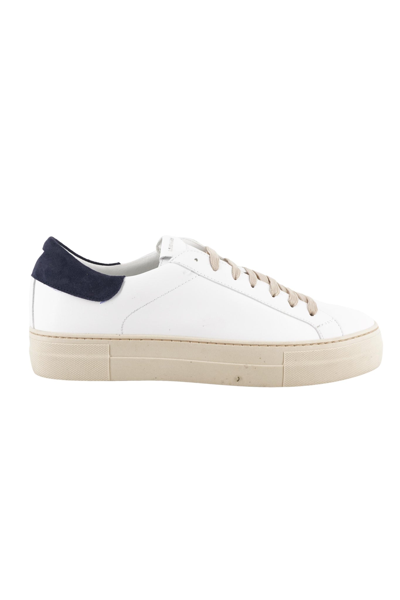 Sneaker in Pelle con Tab Blu / Bianco - Ideal Moda