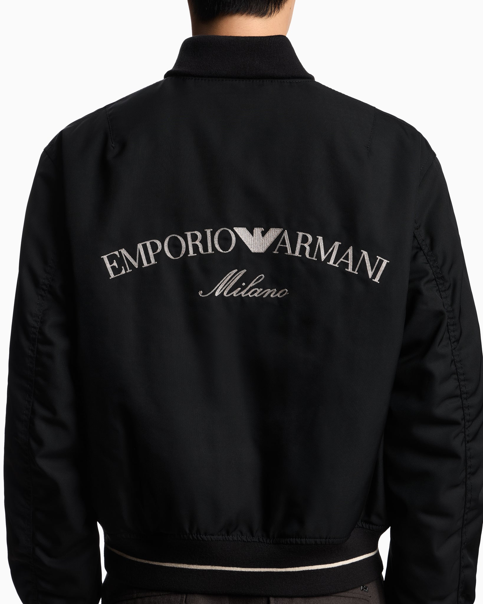 Bomber in Nylon con Logo / Nero