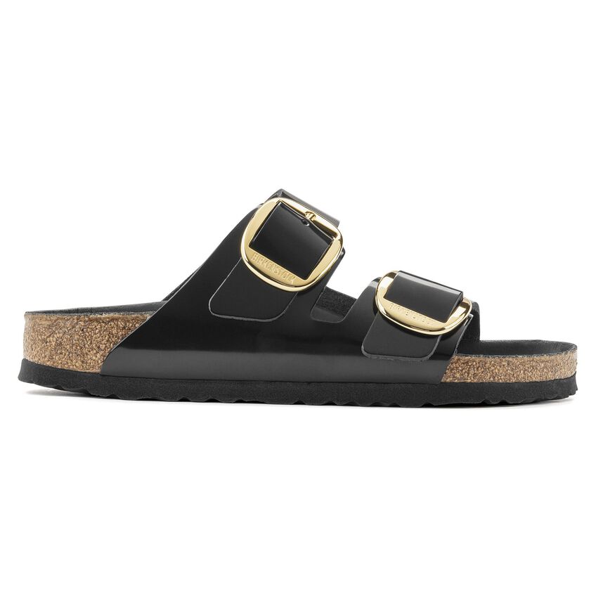 Sandalo Arizona Big Buckle in Pelle Vernice / Nero - Ideal Moda