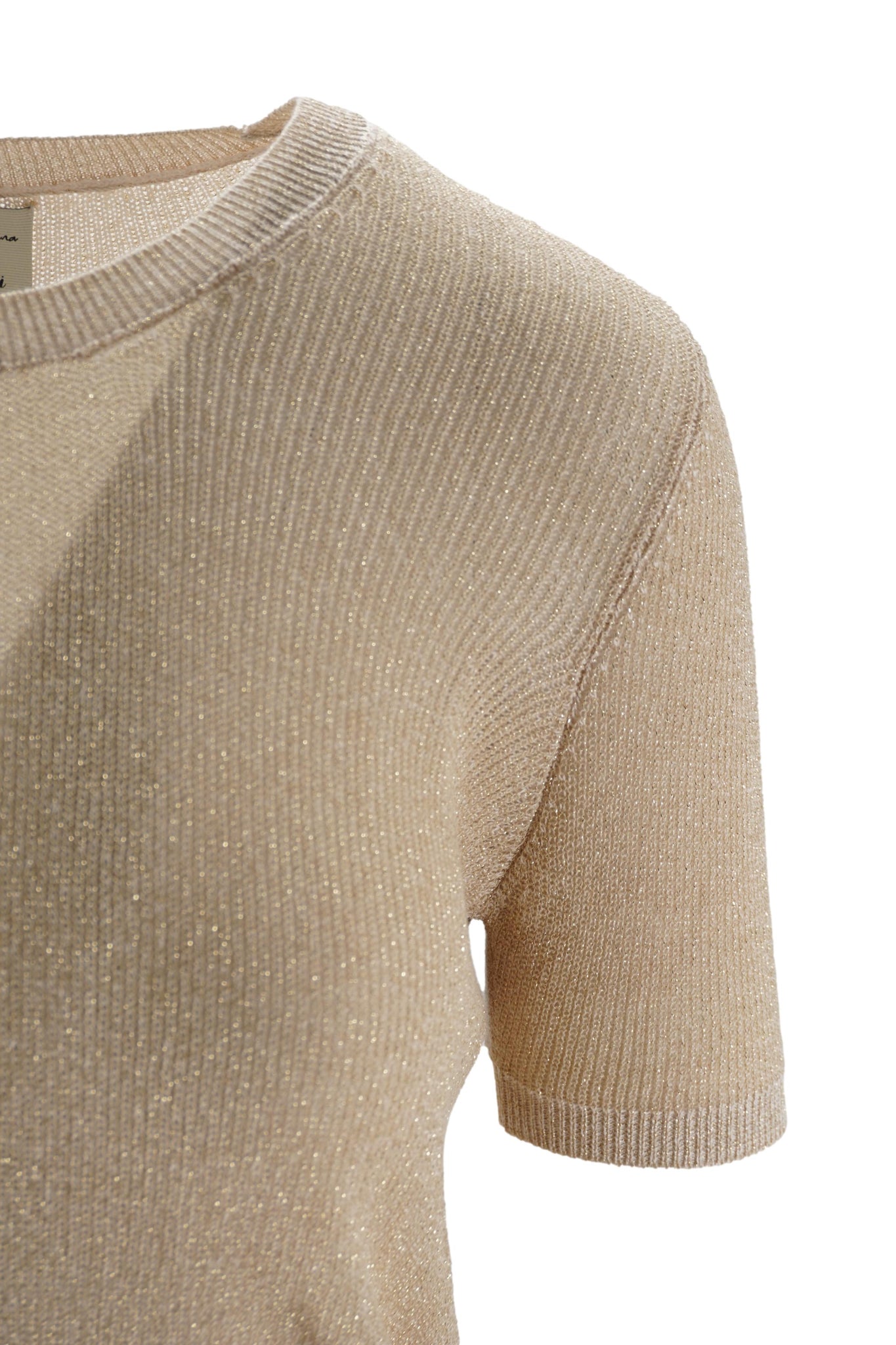 T-Shirt in Filo di Cotone / Beige - Ideal Moda