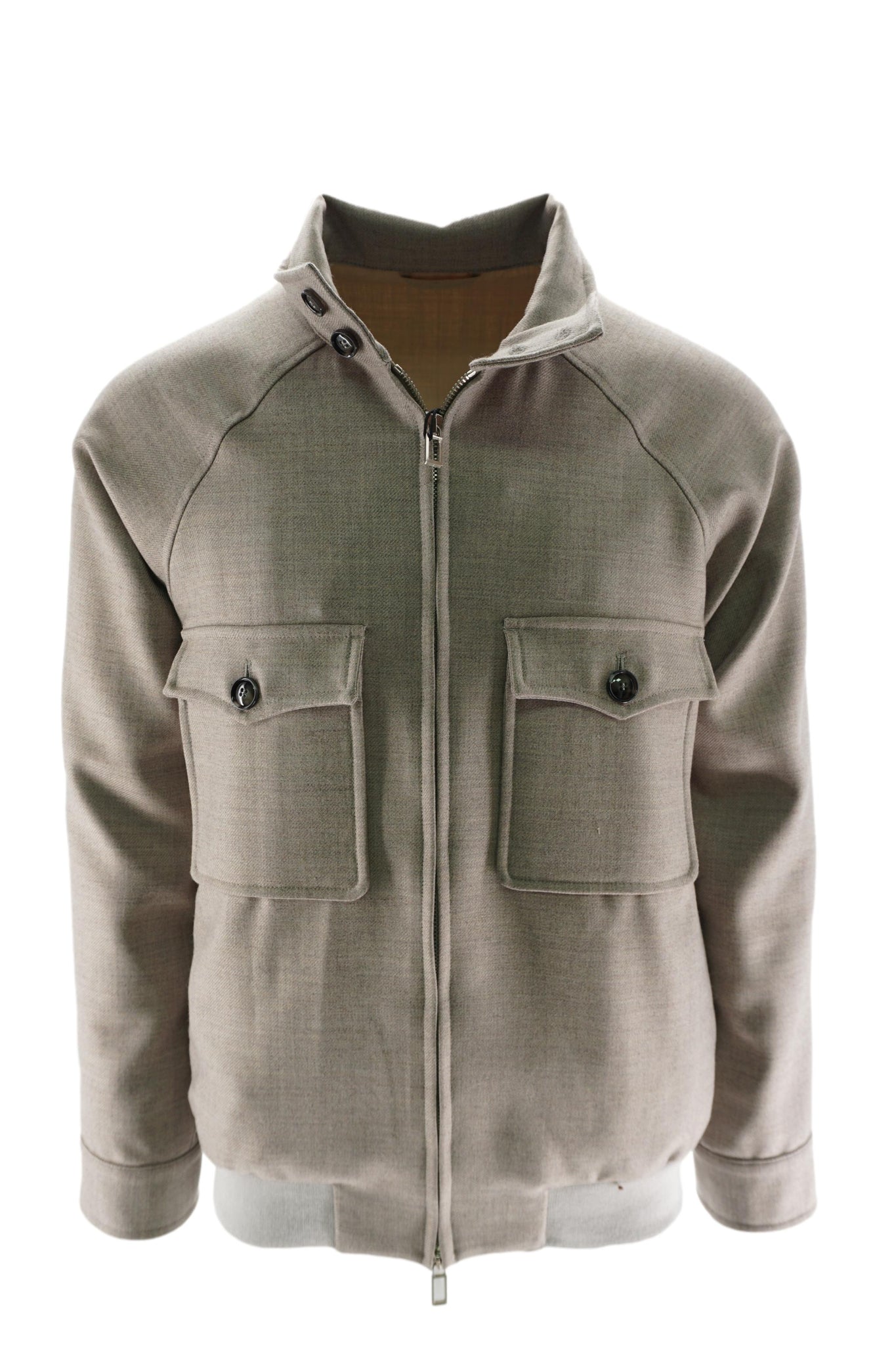Giacca in Misto Lana con Chiusura Zip / Beige
