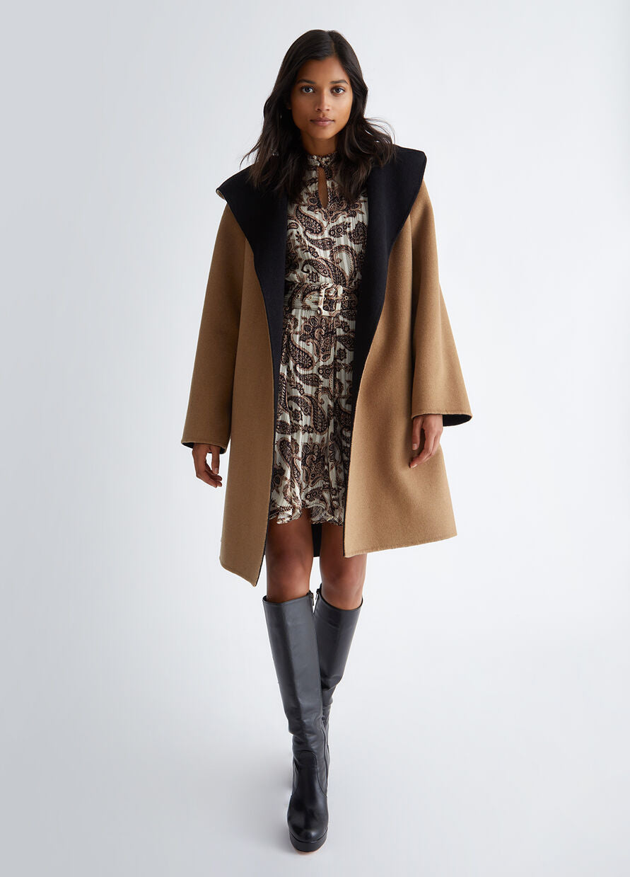 Cappotto reversibile in lana e seta