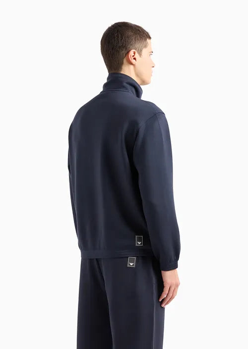 Felpa Full Zip in Double Jersey / Blu - Ideal Moda