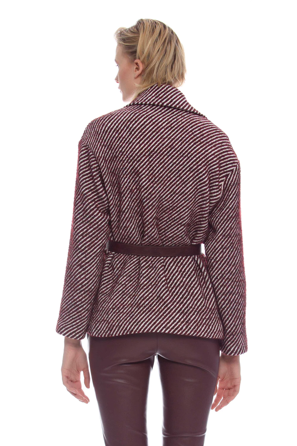 Cappotto Corto con Cintura / Bordeaux - Ideal Moda