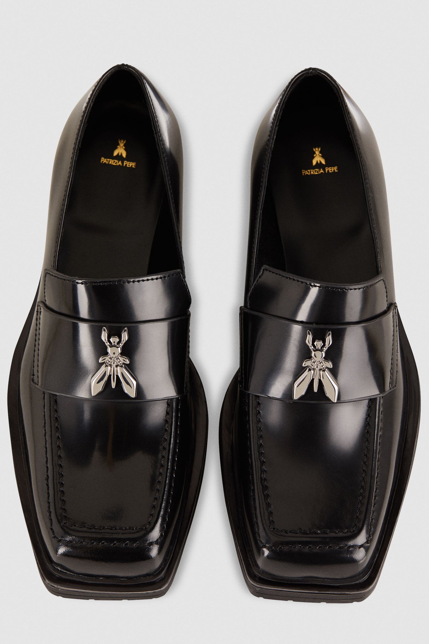 Mocassini con Punta Quadrata in Pelle / Nero - Ideal Moda