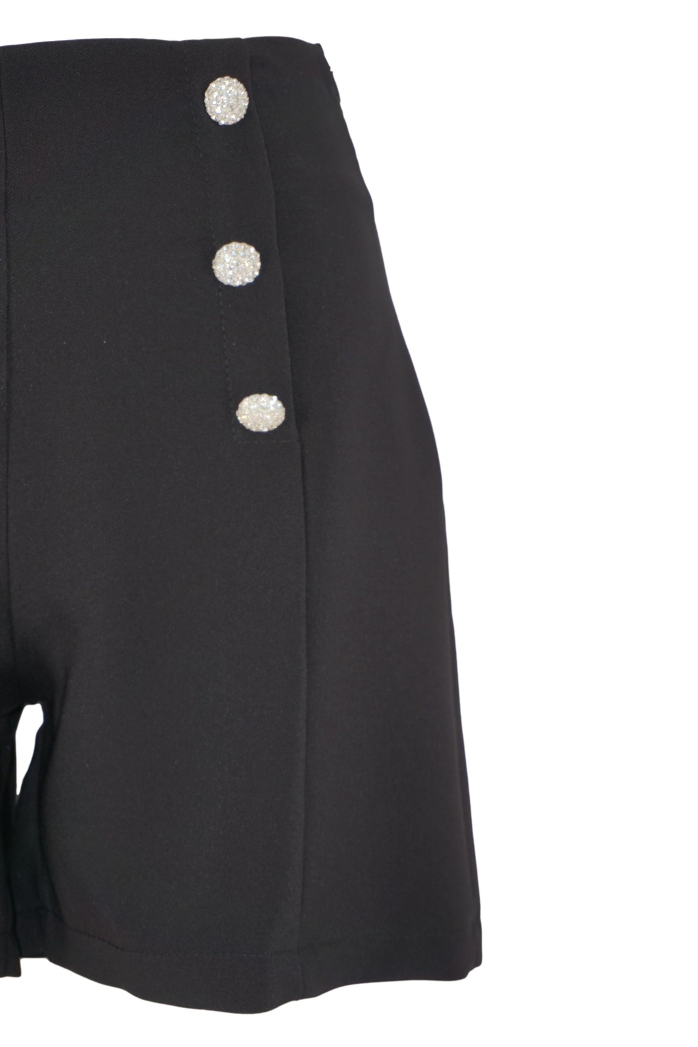Pantaloncino con Bottoni Gioiello / Nero - Ideal Moda