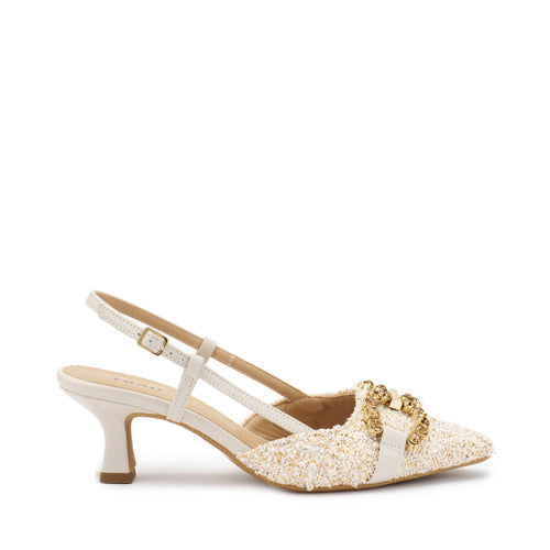 Slingback Gioiello con Tacco / Beige - Ideal Moda