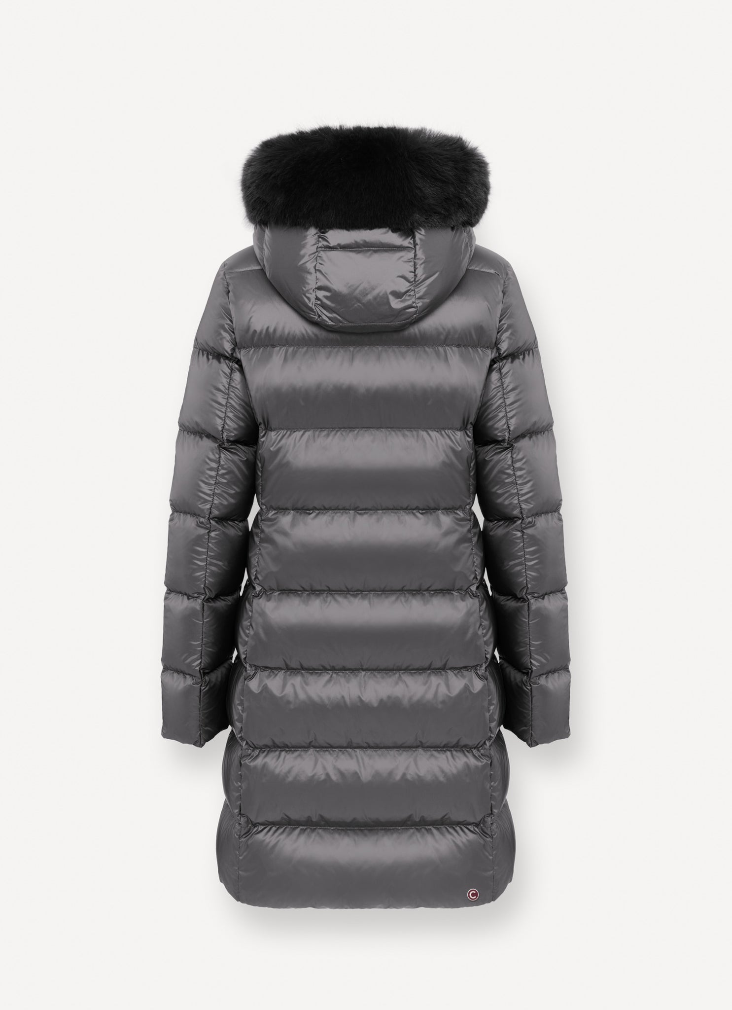 Piumino Lungo con Pelliccia Sintetica / Grigio - Ideal Moda