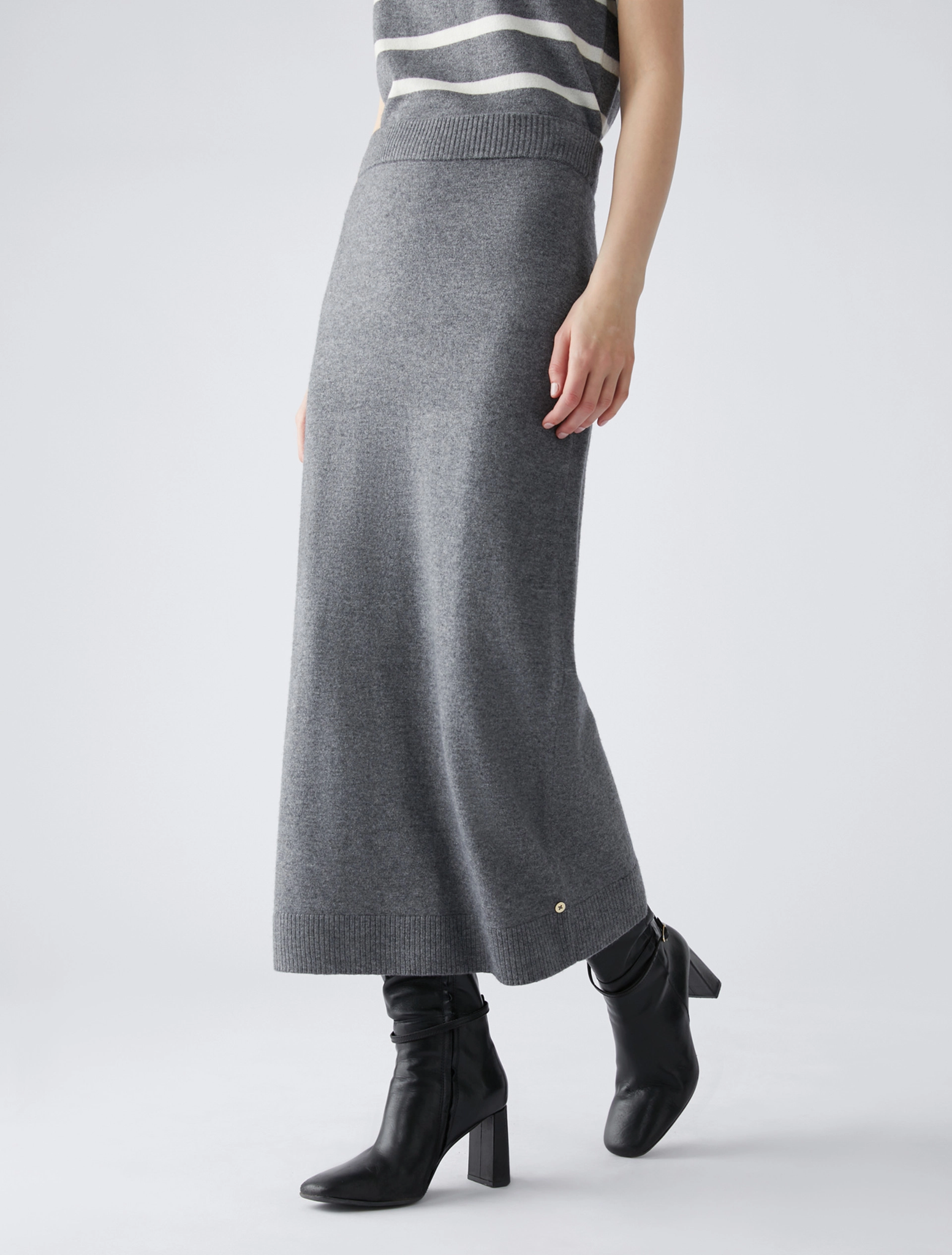 Gonna in Misto Lana e Cachemire / Grigio - Ideal Moda