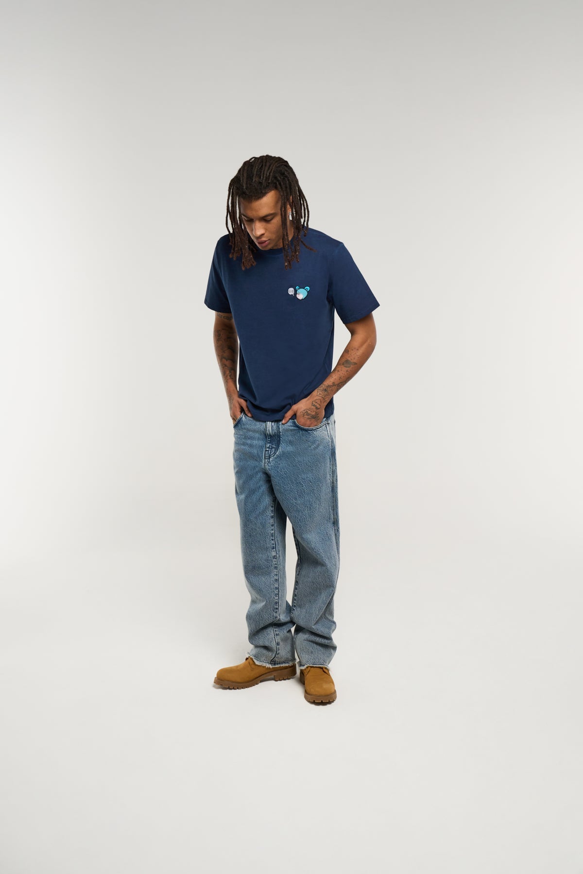 T-Shirt con Logo Ricamato / Blu - Ideal Moda