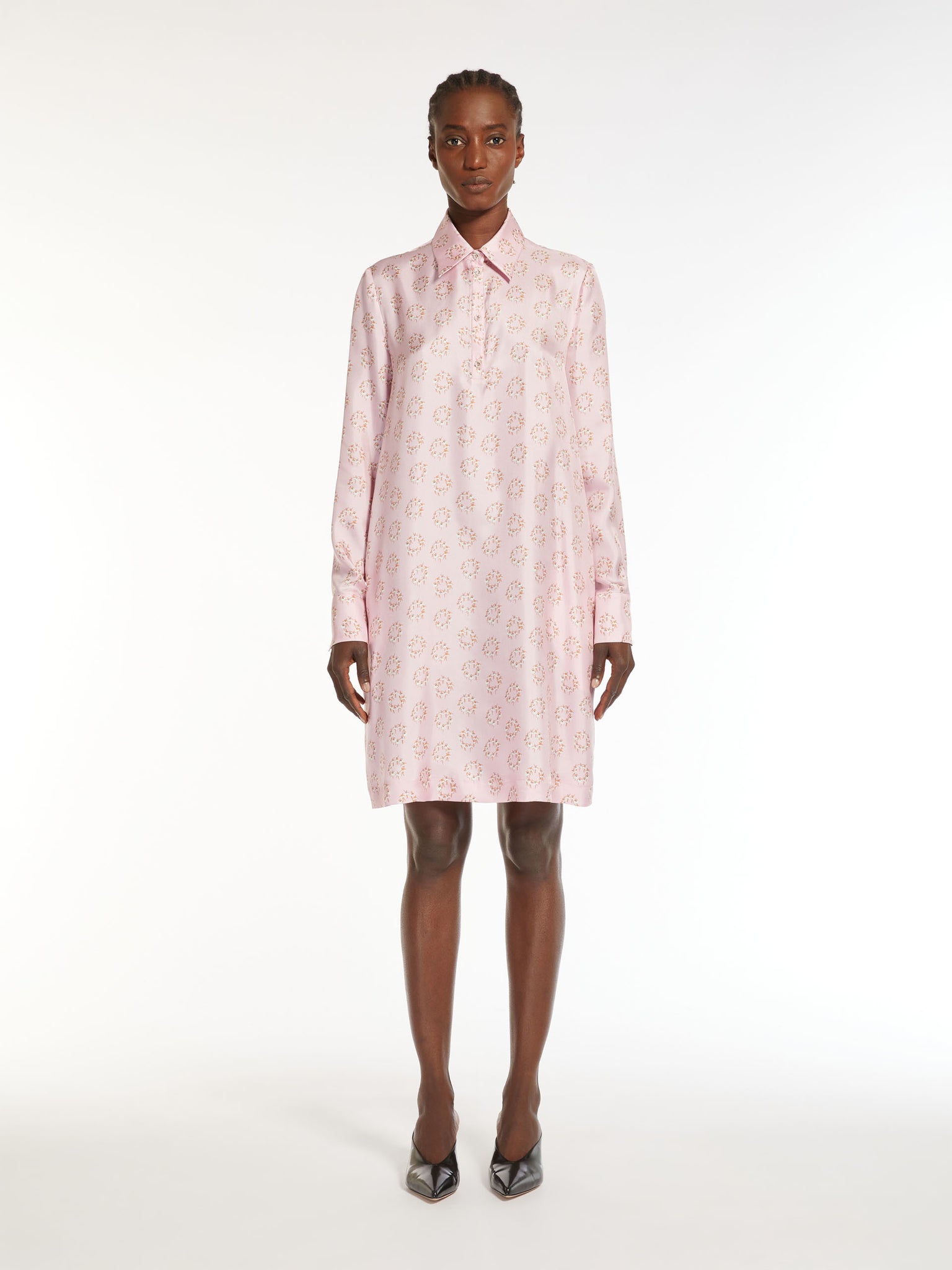 Abito in Twill di Seta Stampata / Rosa - Ideal Moda