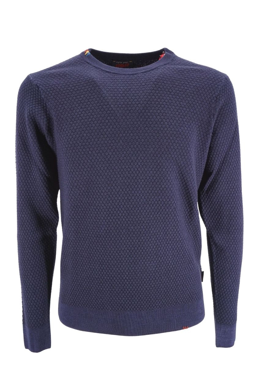 Maglia Girocolllo con Tramatura Bob / Blu - Ideal Moda