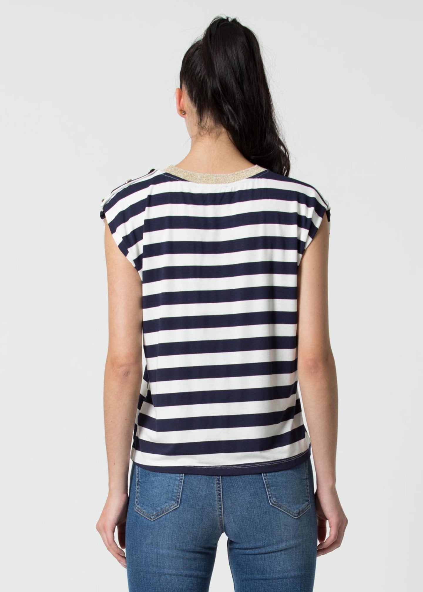 T-Shirt Kocca a Girocollo / Blu - Ideal Moda