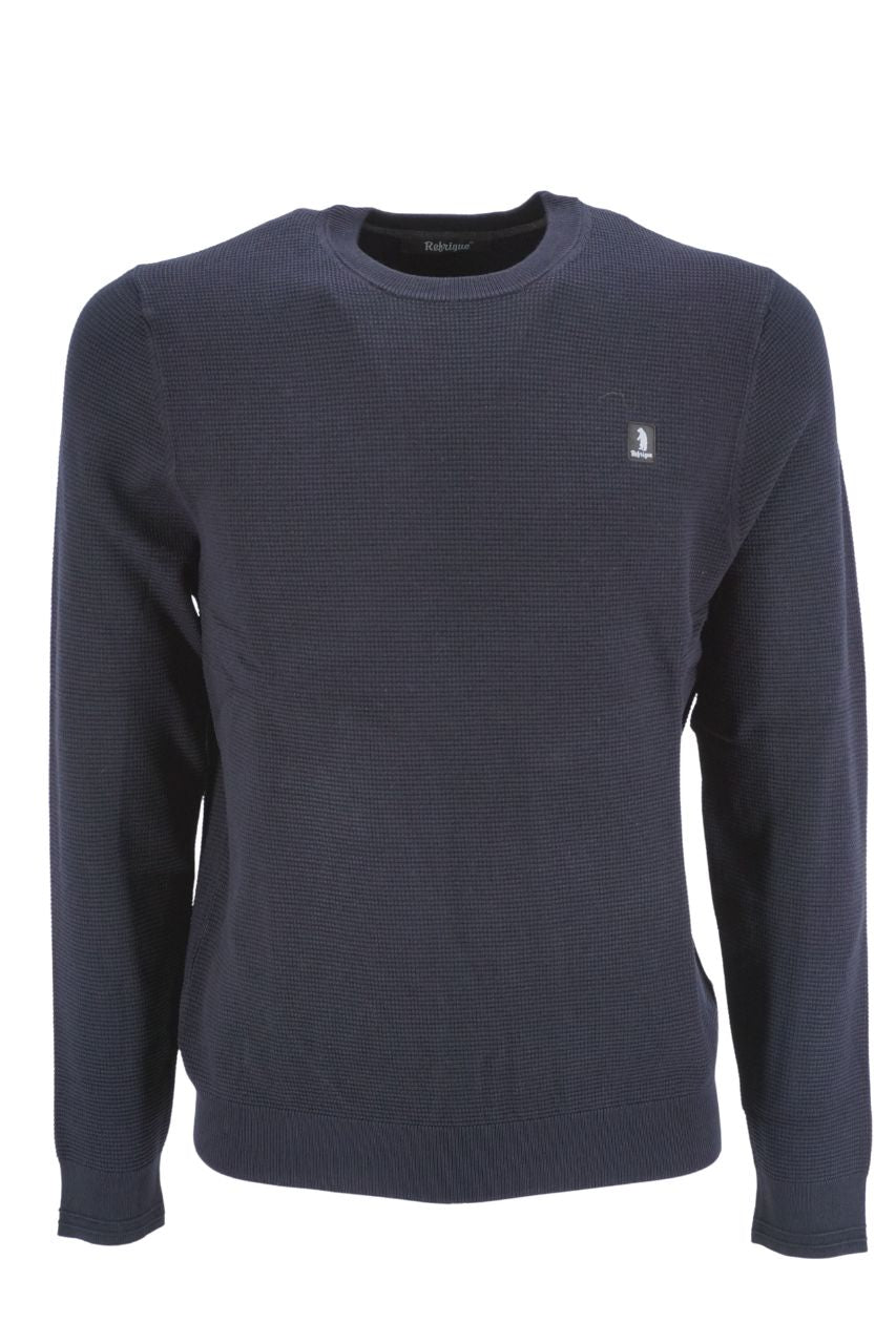 Maglia Girocollo con Tessuto Tramato Refrigue / Blu - Ideal Moda