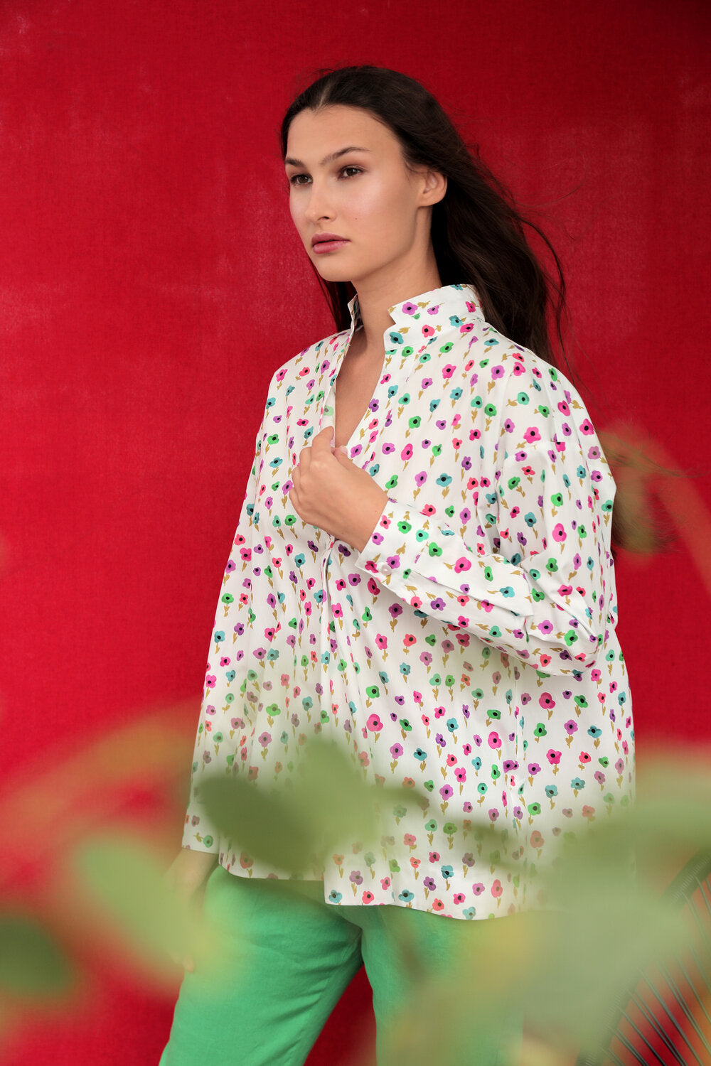Camicia Collo in Piedi / Bianco - Ideal Moda