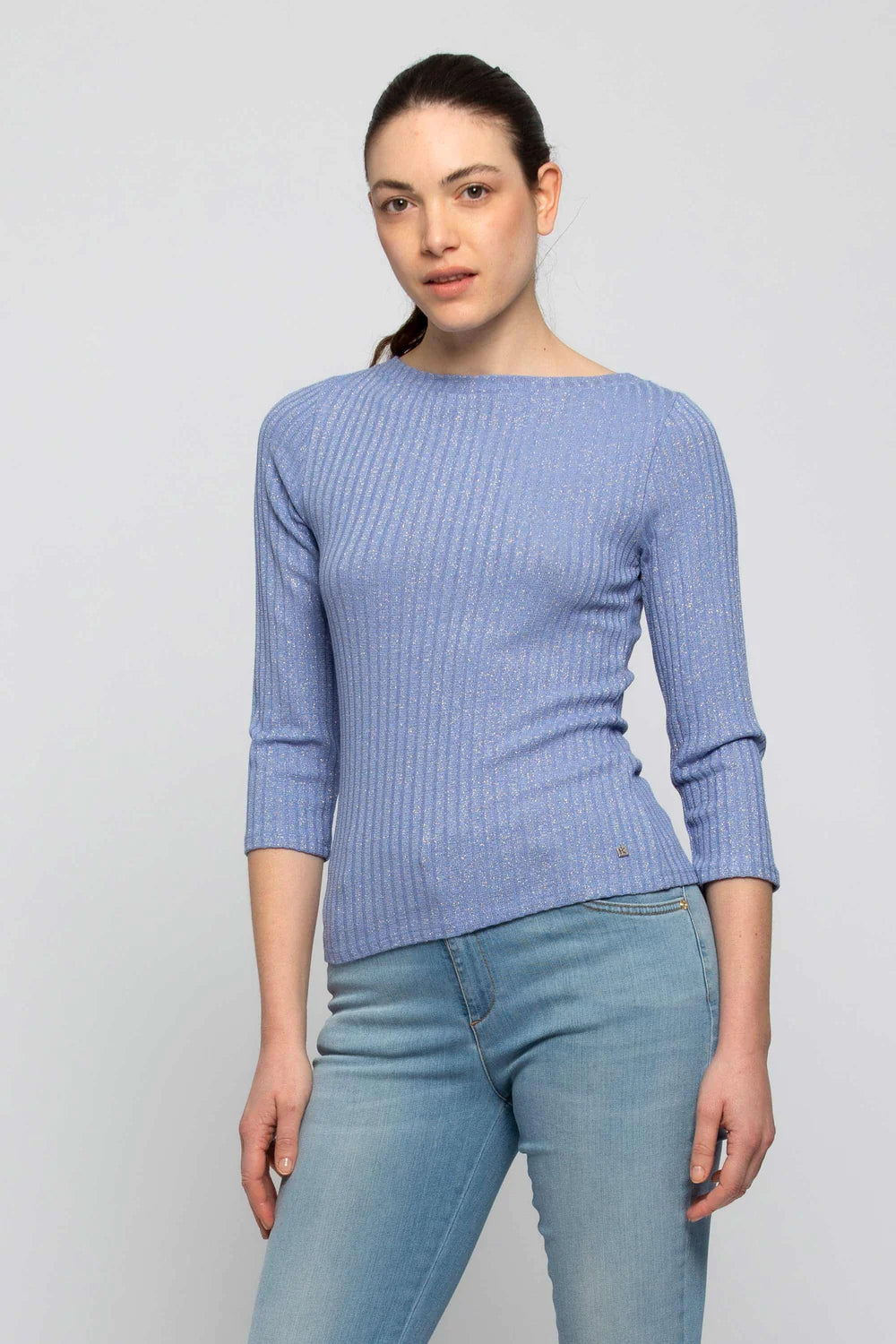 Maglia a Coste Kocca / Celeste - Ideal Moda