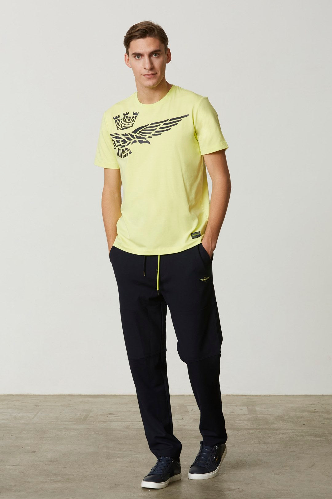 T-Shirt Aeronautica Militare con Logo / Giallo - Ideal Moda