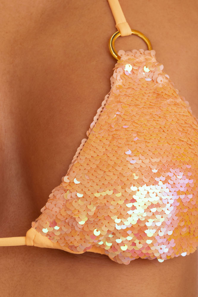 Triangolo a anelli con slip fantasia / Arancione - Ideal Moda