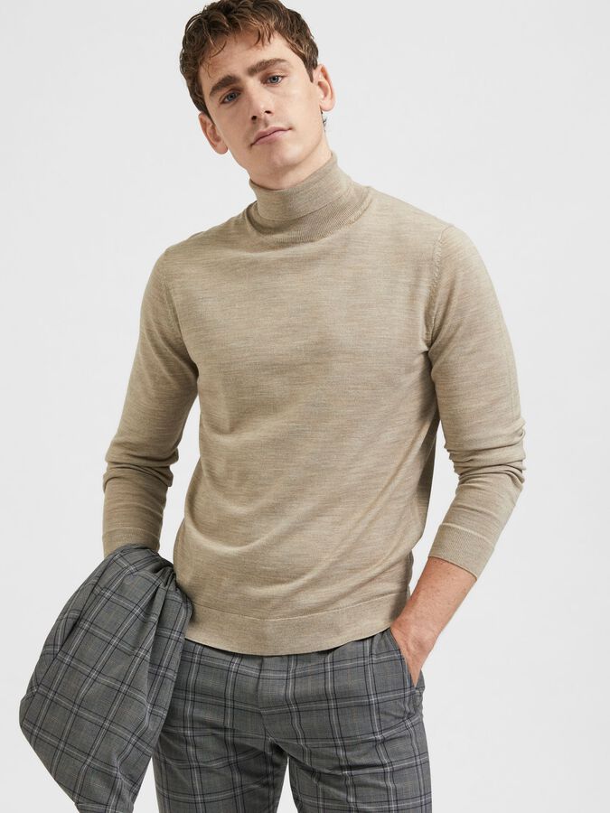 Maglia a Collo Alto Selected / Beige - Ideal Moda