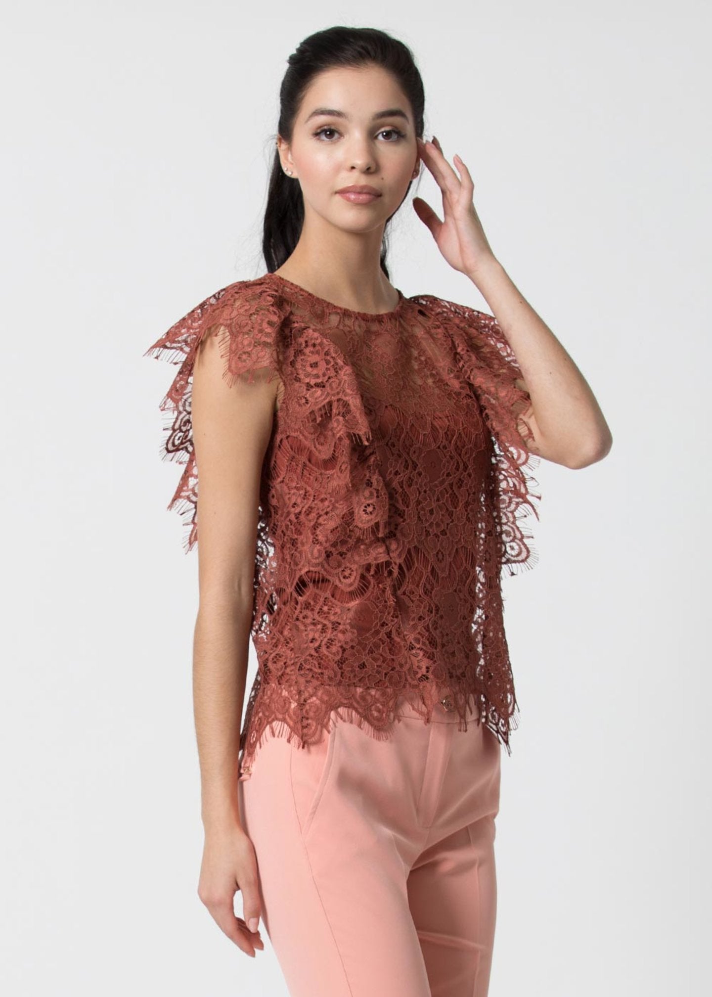 Canotta Kocca in Pizzo / Marrone - Ideal Moda