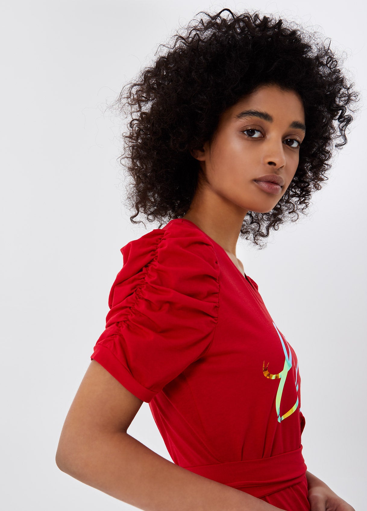 Vestito lungo con cintura / Rosso - Ideal Moda