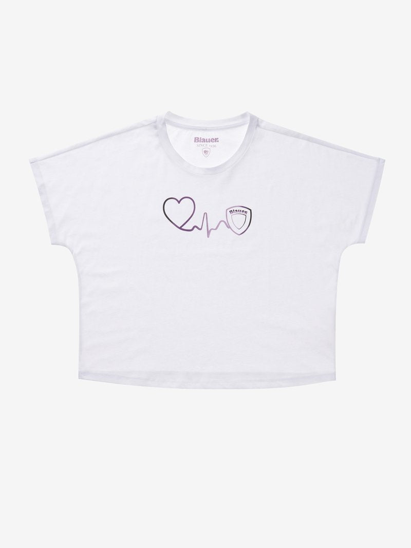 T-Shirt Blauer con Stampa / Bianco - Ideal Moda