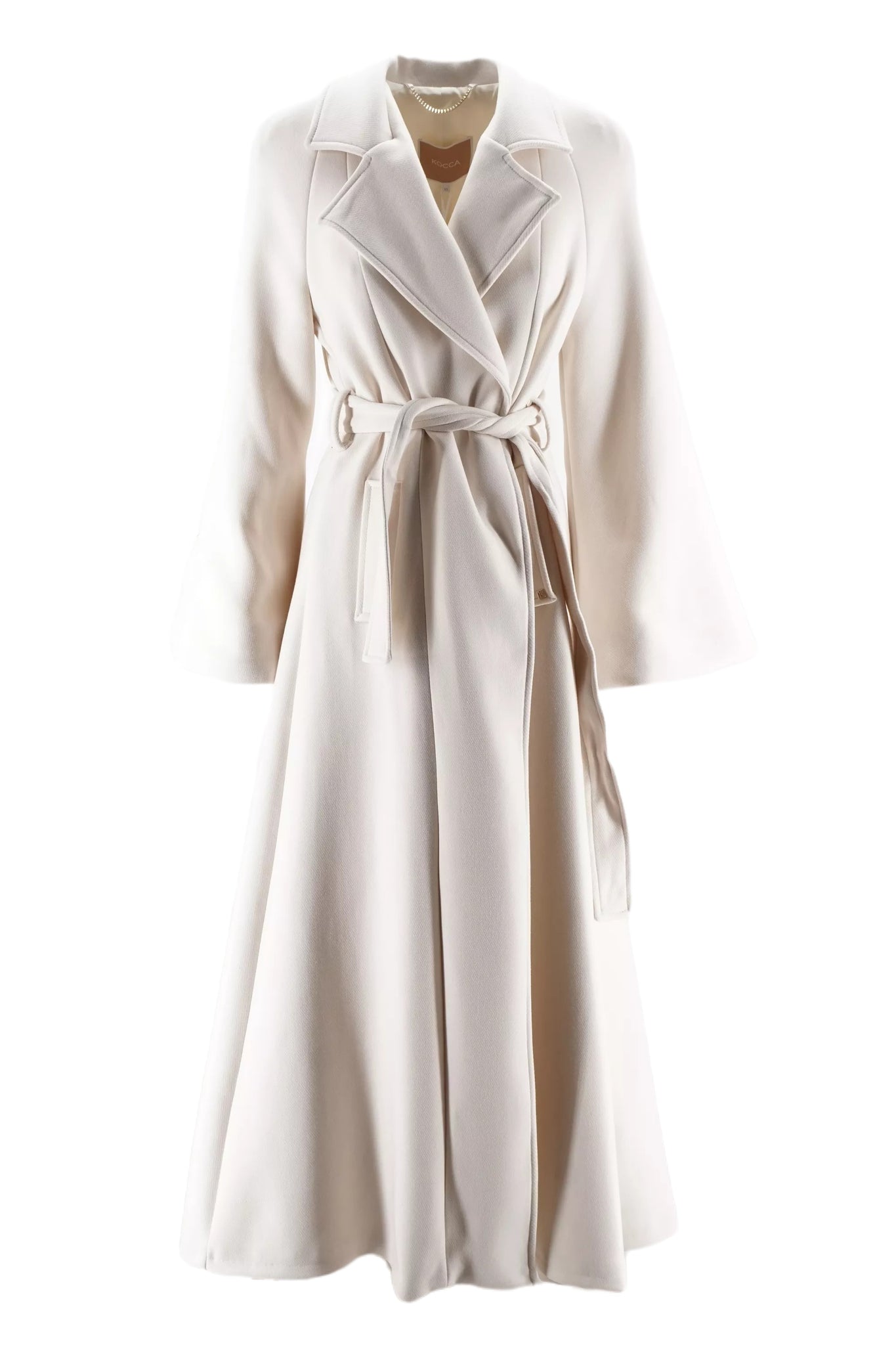 Cappotto Lungo con Cintura Kocca / Bianco - Ideal Moda