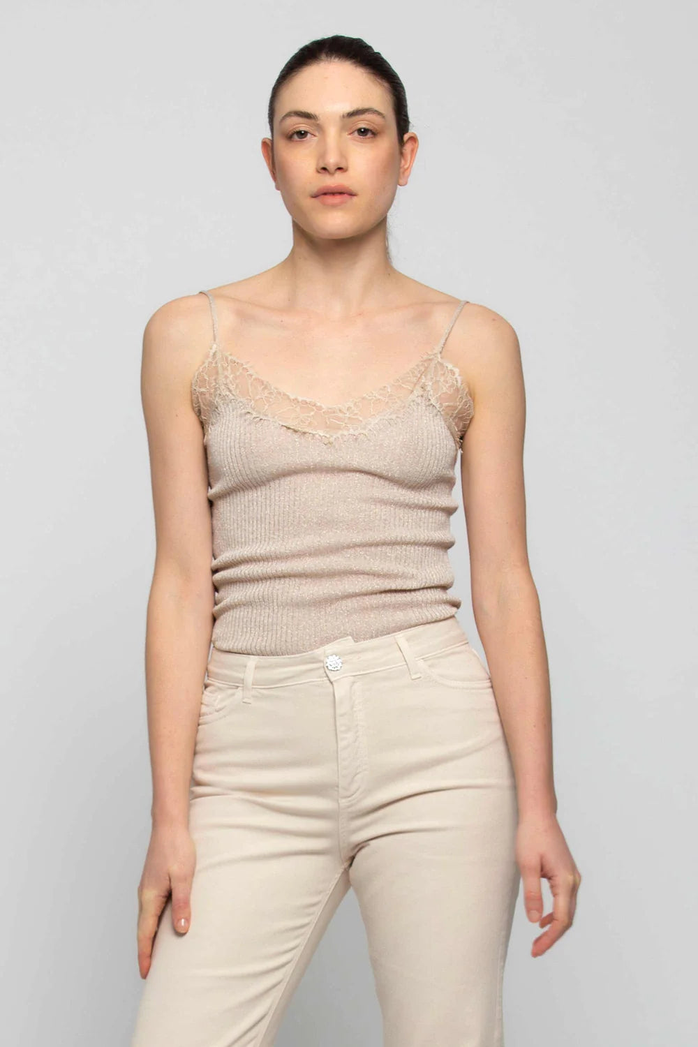 Top con Pizzo Kocca / Oro - Ideal Moda