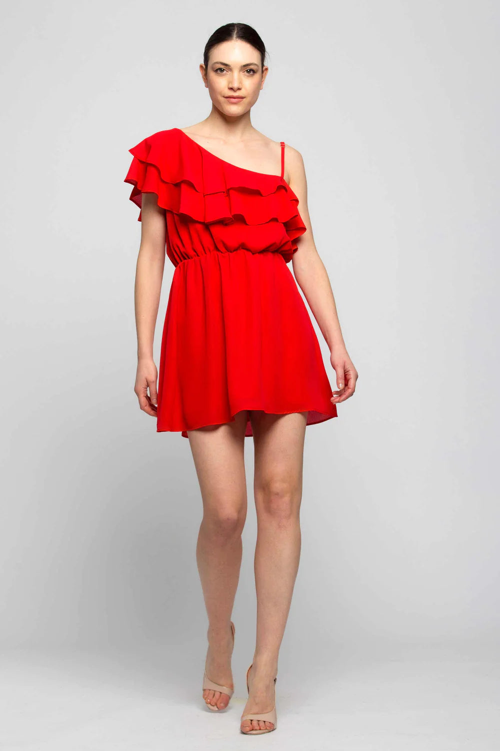 Abito Corto Asimmetrico Kocca / Rosso - Ideal Moda
