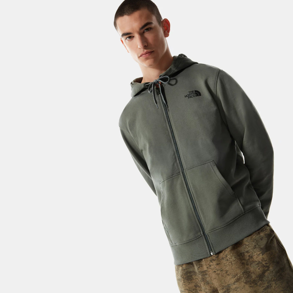 Felpa Leggera con Cerniera Integrale / Verde - Ideal Moda