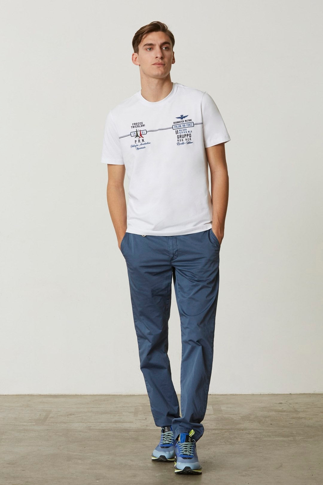 T-Shirt Aeronautica Militare con Ricami / Bianco - Ideal Moda