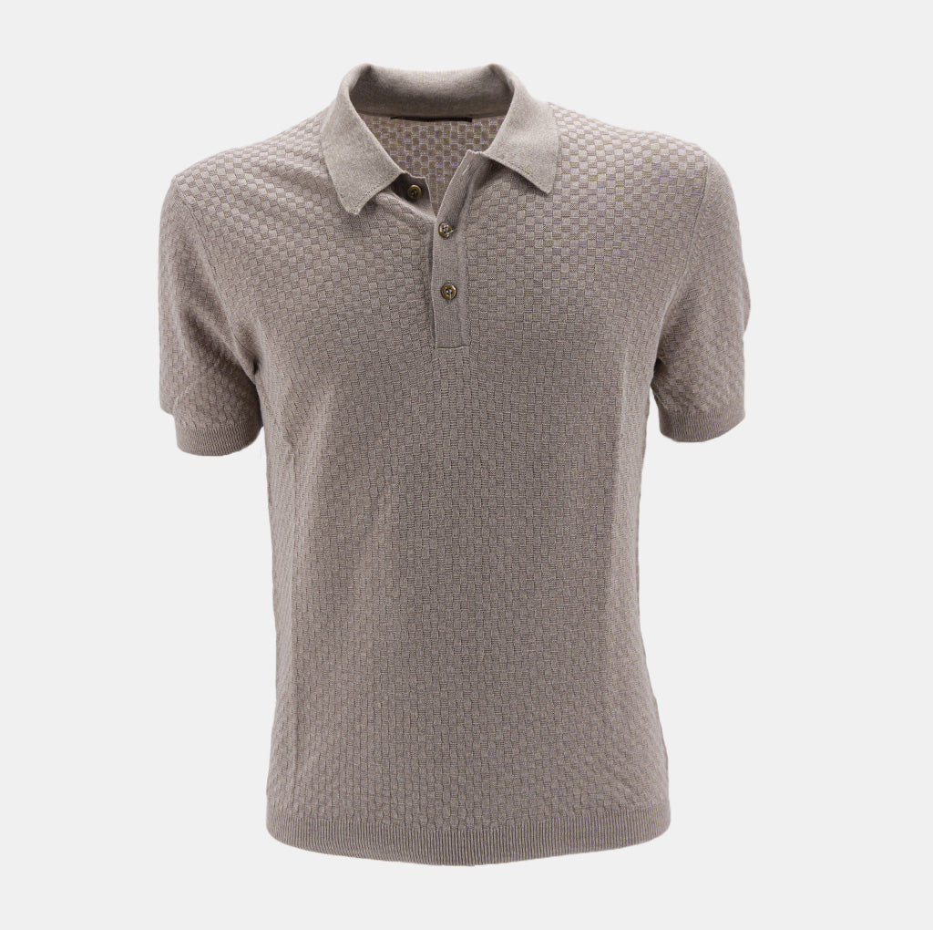 Polo in Filo di Cotone Tramato / Beige - Ideal Moda