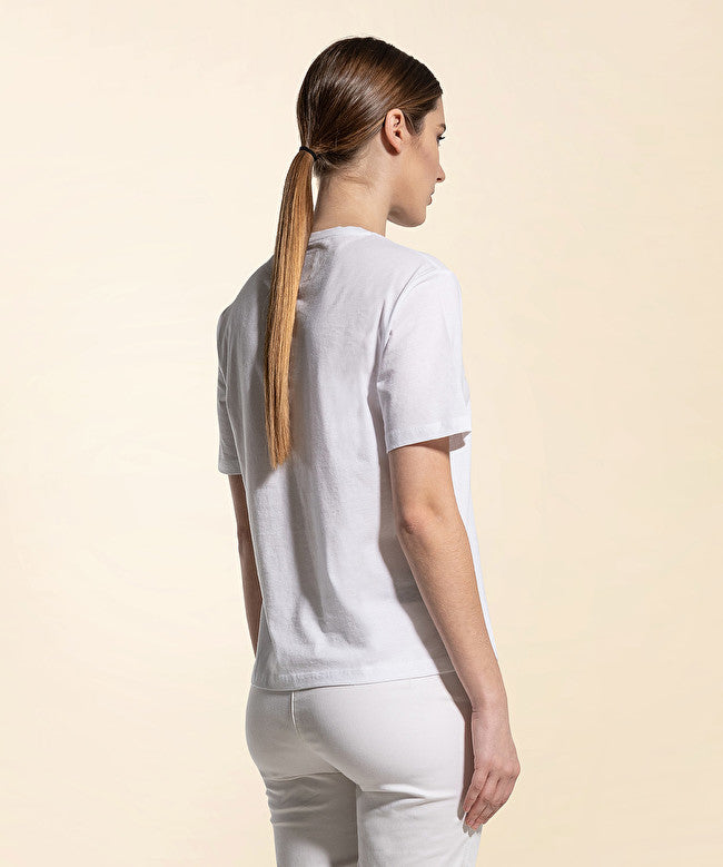 T-shirt con slogan eco sul davanti / Bianco - Ideal Moda