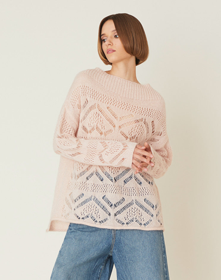 Maglia con Lavorazione Traforata Manila Grace / Rosa - Ideal Moda