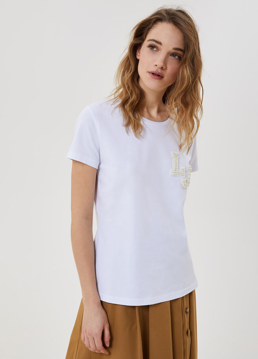 T-shirt con applicazioni / Bianco - Ideal Moda