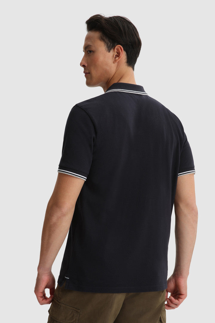 Polo Monterey in cotone piqué elasticizzato / Blu - Ideal Moda