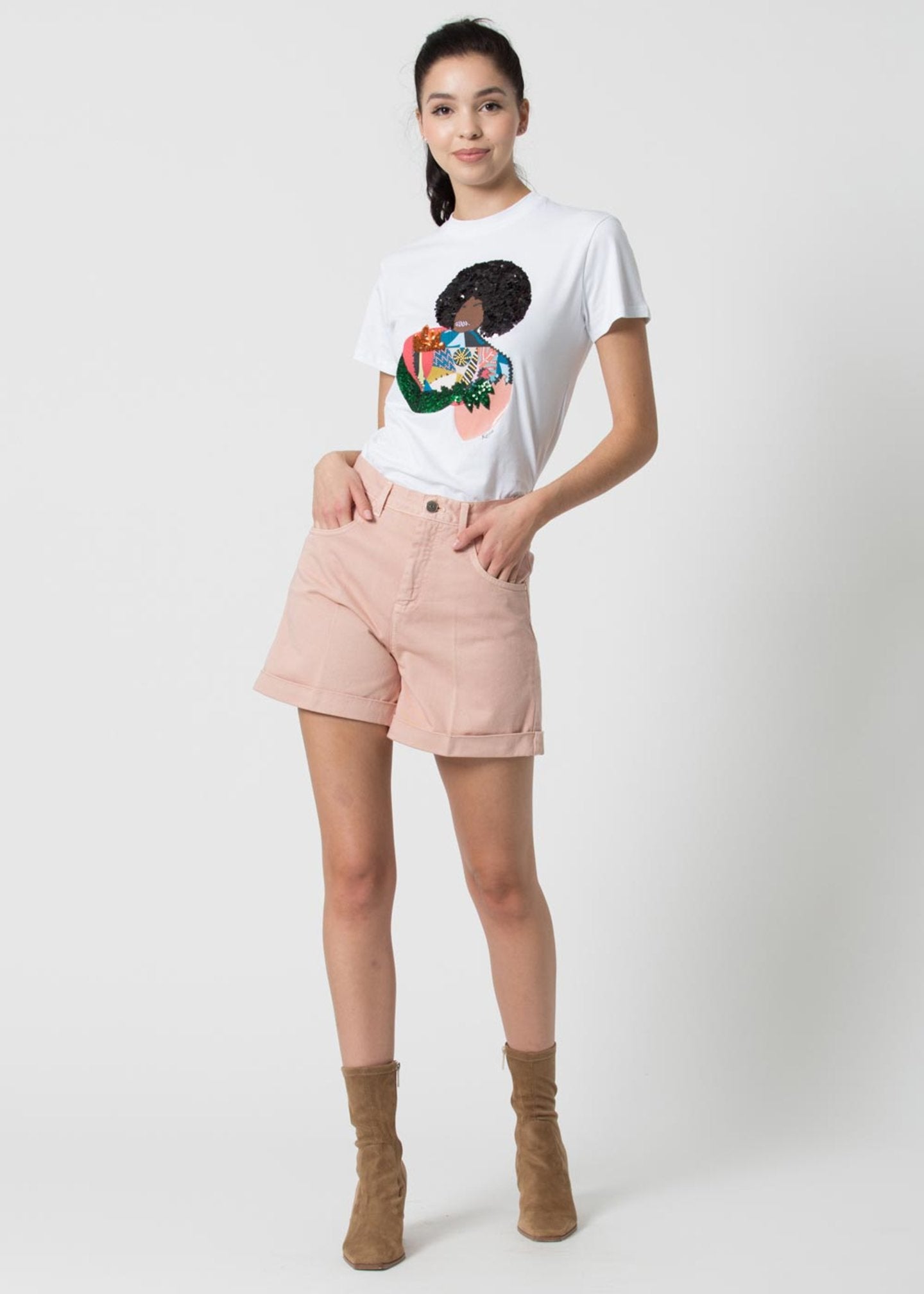 Short Kocca in Denim / Rosa - Ideal Moda