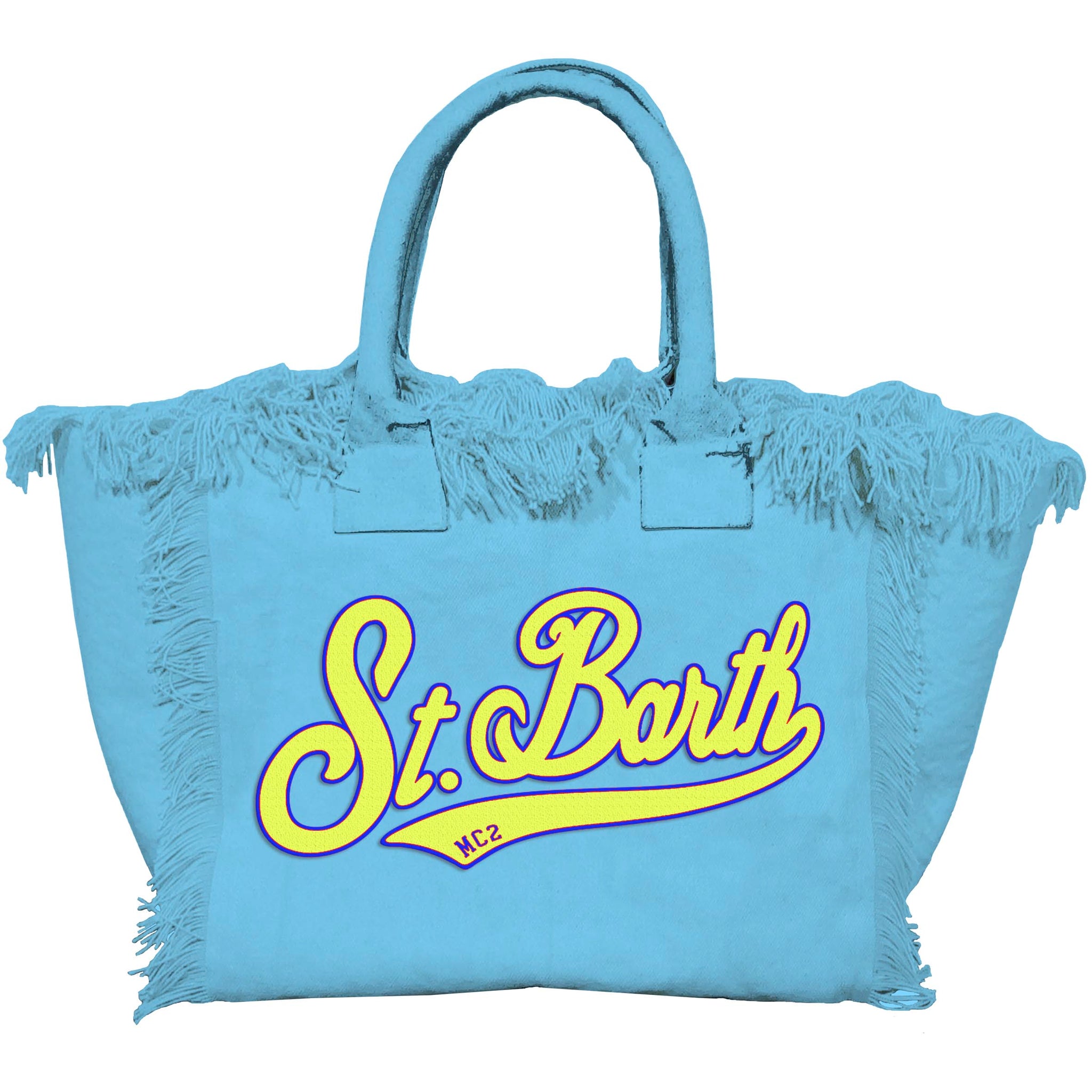 Borsa Vanity in Canvas con Logo Mc2 Saint Barth / Celeste - Ideal Moda