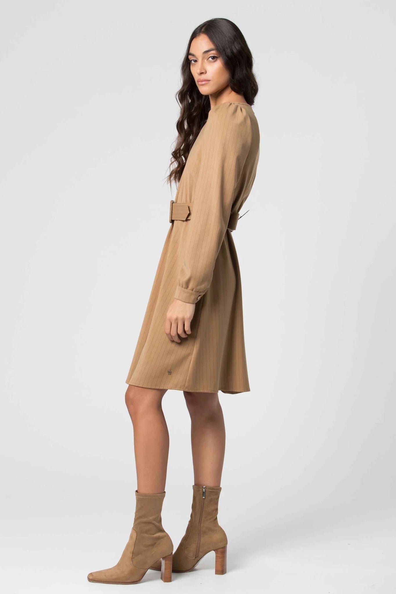 Abito Corto con Cintura Kocca / Beige - Ideal Moda