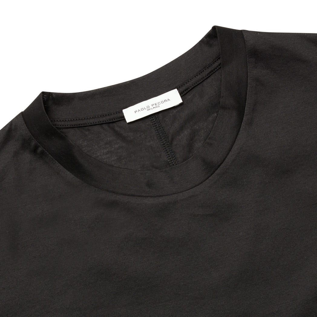 T-Shirt in Jersey Lucido di Cotone Paolo Pecora / Nero - Ideal Moda
