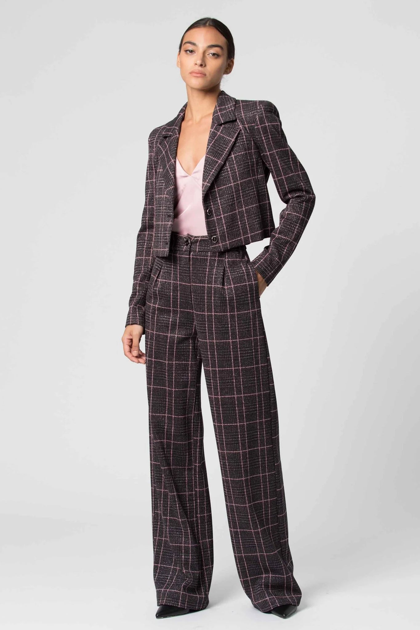 Giacca a Fantasia Corta Kocca / Grigio - Ideal Moda