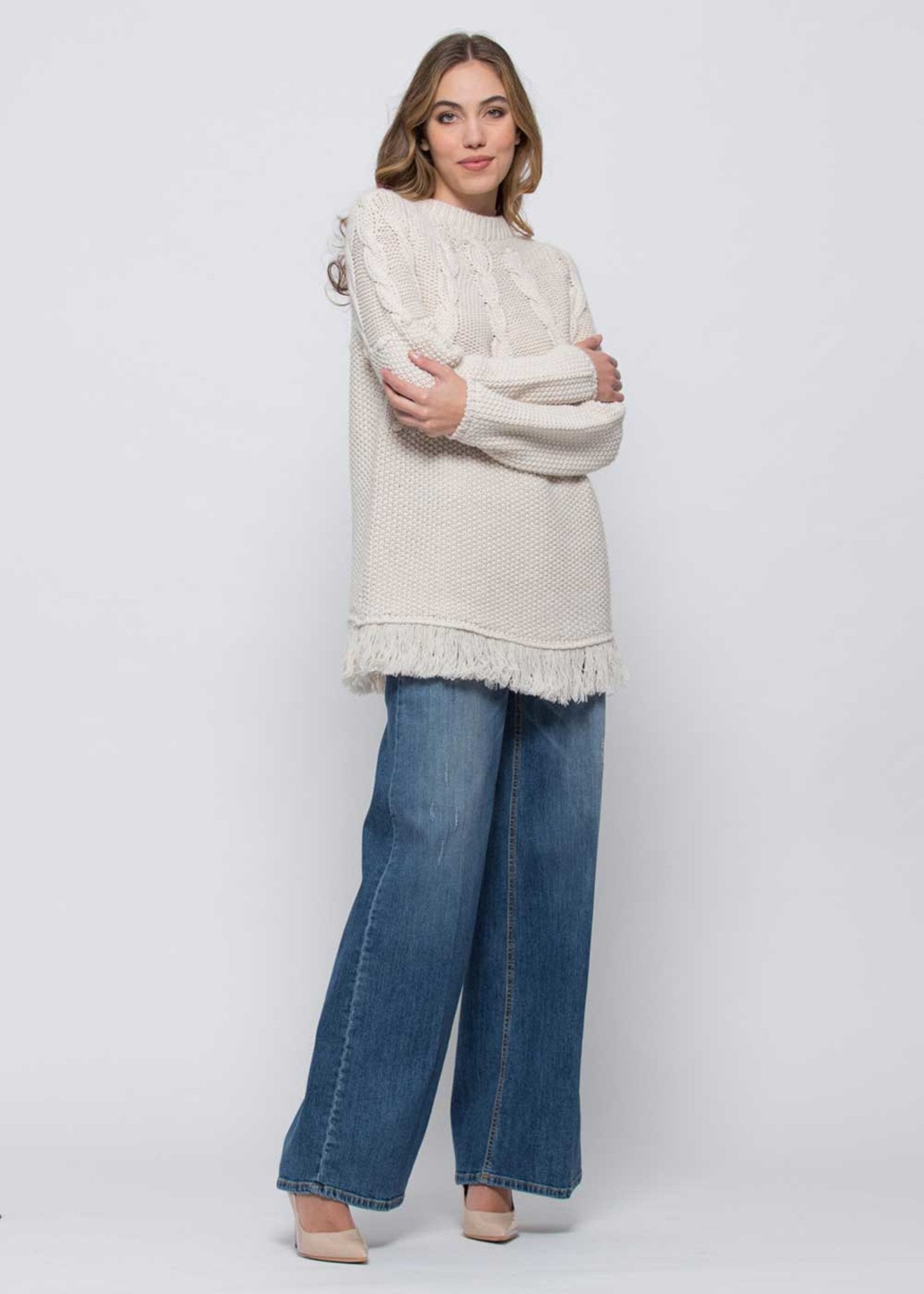 Maglia Kocca con Frange / Bianco - Ideal Moda